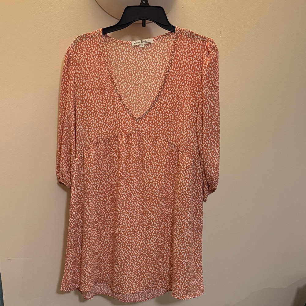 Velvet Torch Orange Long Sleeve Dress
